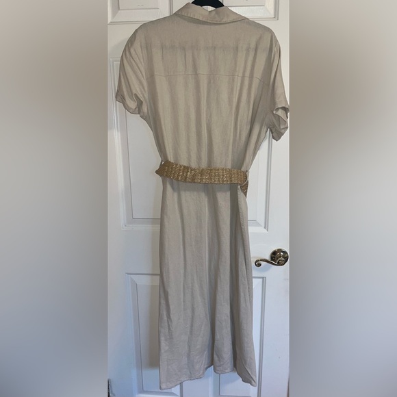 Zara Linen Blend Belted Dress - Picture 2 of 4